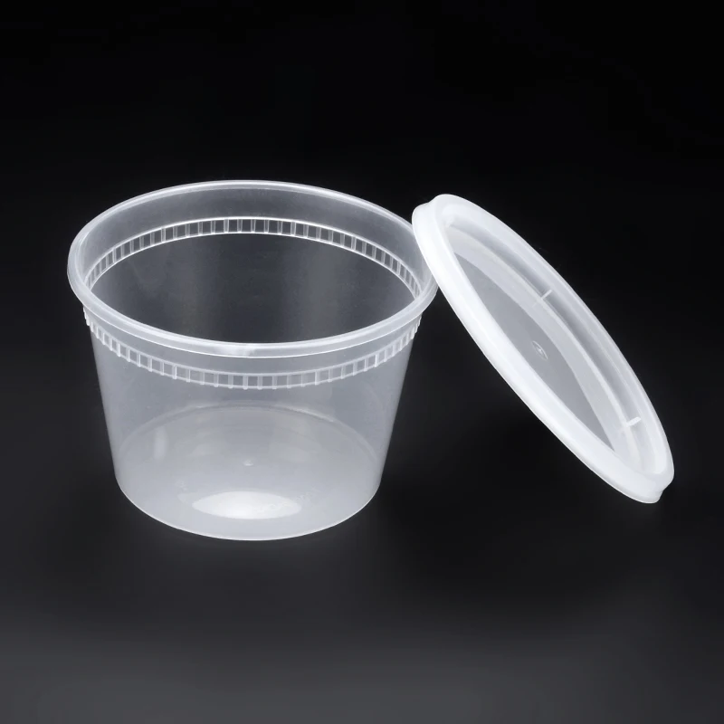 Прозрачный одноразовый пищевой контейнер 16 унций с печатью логотипа под заказ, пластиковая миска для супа с крышкой