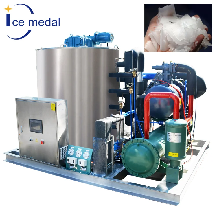 1000KG Big Capacity  Industrial Flack Ice Making Machine For Seafood Fresh