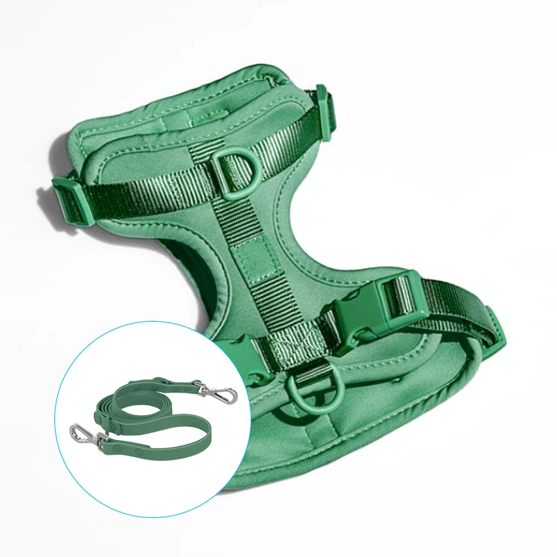 Gacent Pet Product Factory Customizable New Green Soft Padded Luxury Pet Harness & Waterproof dog Leash