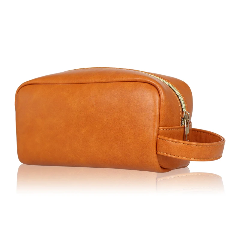 High capacity women cosmetic bag leather makeup bag organizer leather travel cosmetic bag