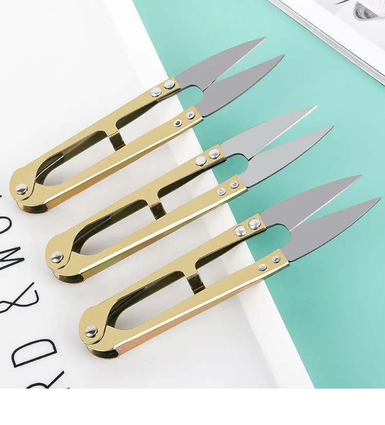 Embroidery Thrum Yarn Fishing Thread Beading Sewing Cutter U Shaped Sewing Scissors Clippers Spring Mini Small Paper Scissors