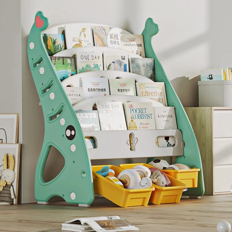 Kid Bookshelf With Cabinet Storage For Kindergarten Library Nursery Classroom Home Book Organizer Bookcase