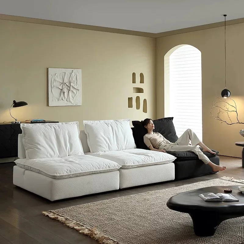 Furniture Sofa Set Living Room Chenille fabric Solid Wood Frame Compression Convertible Sofa