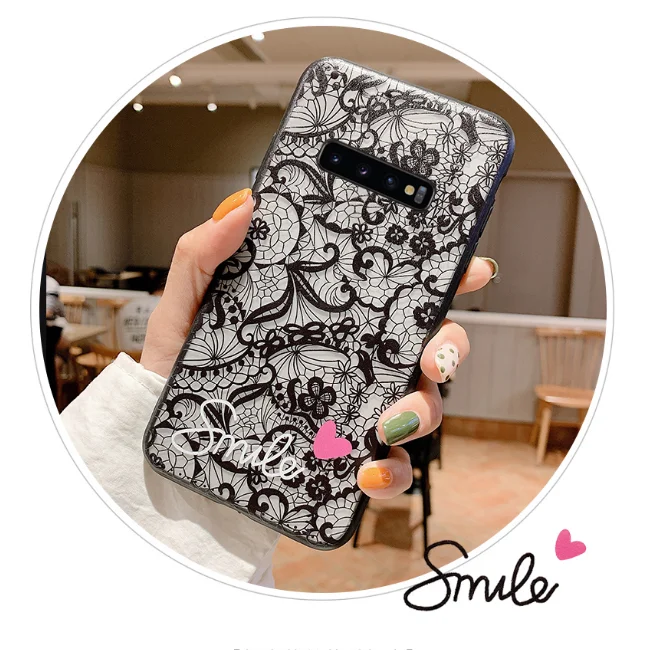 Fashion Sexy Lace Pattern Printed Plastic Back Phone Case For Samsung Note10 9 8/S8 S9 S10 Plus Case