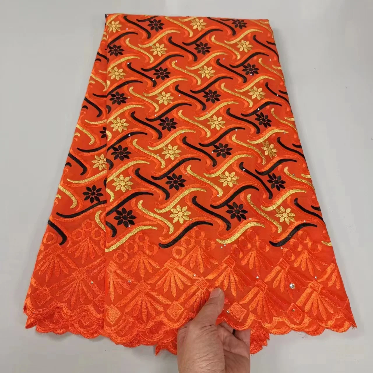 African Lace Fabric Embroidery Fabric 100 Cotton Embroidery lace Small Diamonds Ethnic Style African Lace