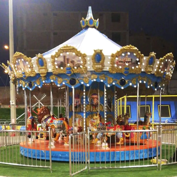 Fairground Attraction Manege Amusement Rides Carousel Horses 16 Merry Seats Round Tours Sale