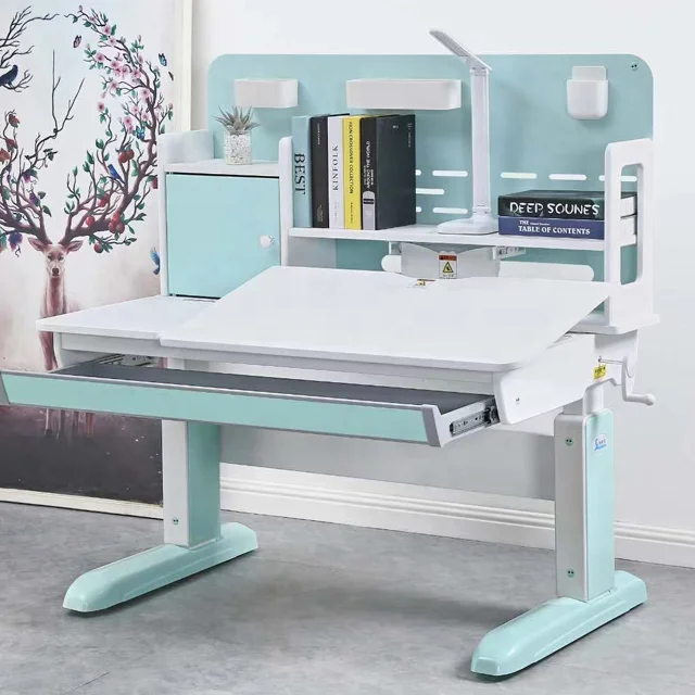  Top Natural Rubber Wood Children Desk Study Table and Wing Back