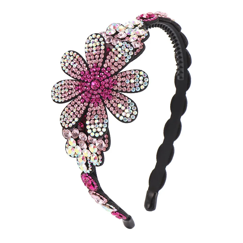 HX-066 Rhinestone flower headband wide-brimmed Korean high-grade crystal large headband lady temperament diamond-studded hairpin