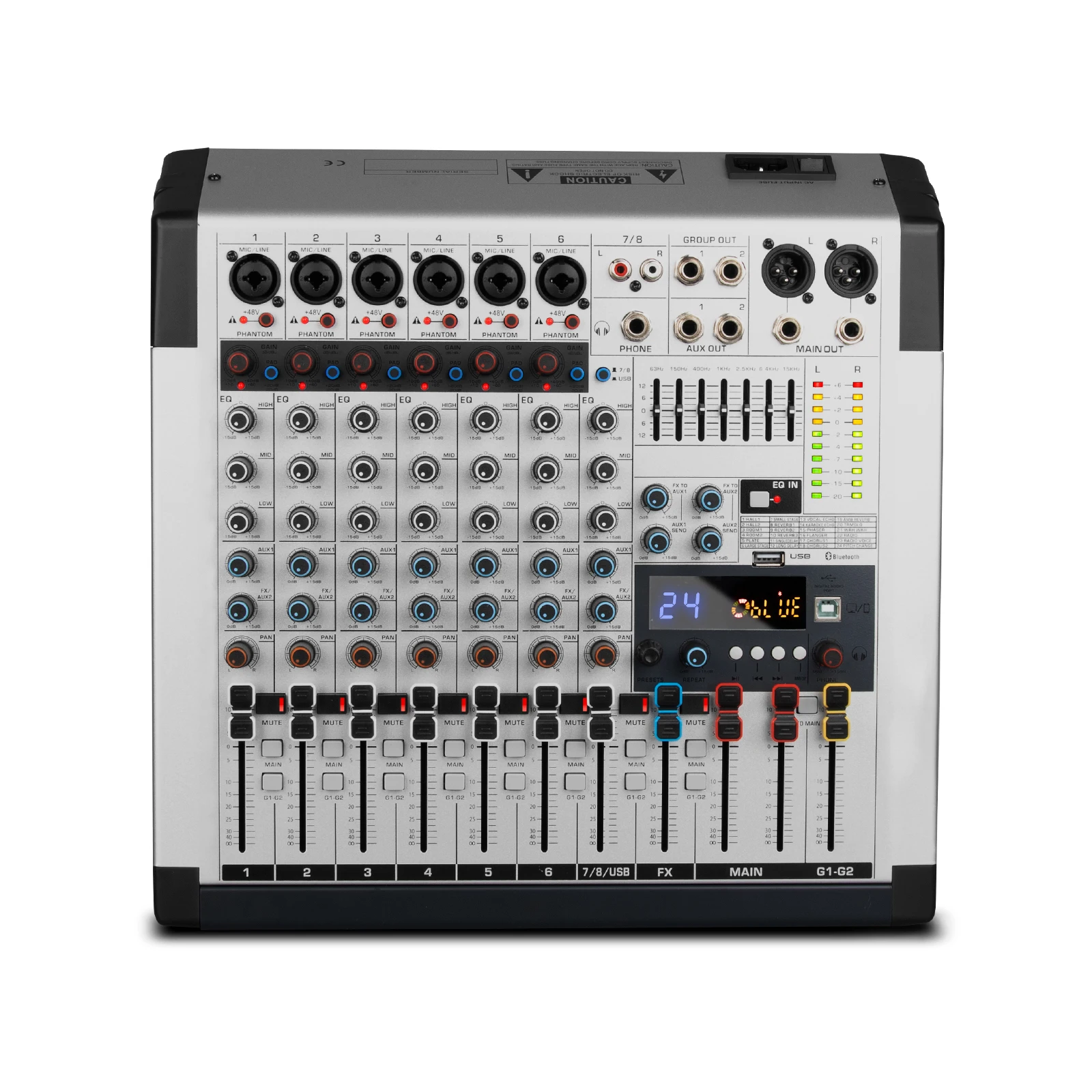 Biner GX8 Профессиональный Bluetooth аудио интерфейс 8 каналов USB Цифровой микшер DJ контроллер/аудио консоль