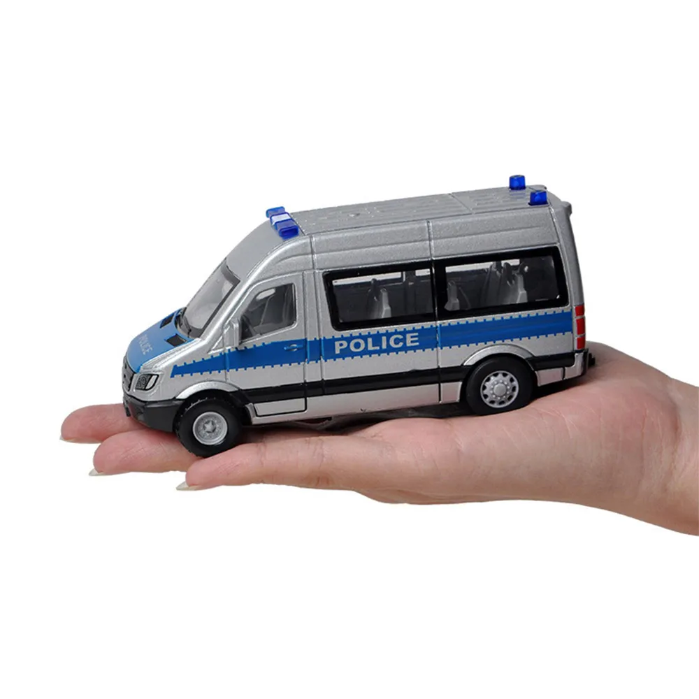 Alloy ambulance toys back to the police car three open doors car drop-resistant van model toys