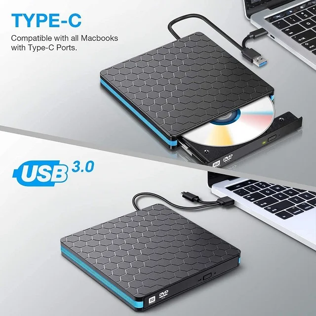 USB 3.0 Slim External DVD RW CD Writer Drive Burner Reader Player Optical Drives For Laptop PC dvd burner Type-c portatil