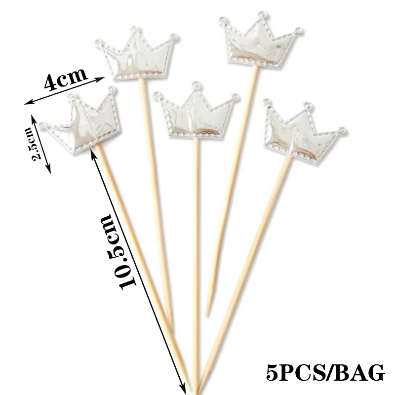 5pcs Colorful Star Love Heart Shaped Crown Cake Topper Happy Birthday Cake Topper Kids Favors Party Supplies Home Decoration