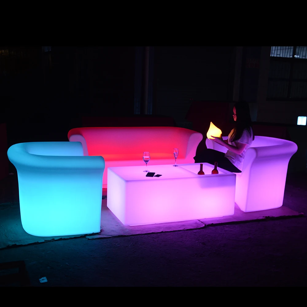 Декоративный светодиодный уличный стол, ночной клуб, ресторан, паб, кафе, пластиковая мебель, наборы диванов со светодиодной подсветкой для бара, стола и стула