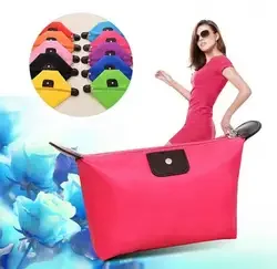 Free Shipping Hot Portable Dumpling Makeup Bag Lady Travel Cosmetic Bag Nylon Waterproof Hobos Beautician Make up Storage Bag Or