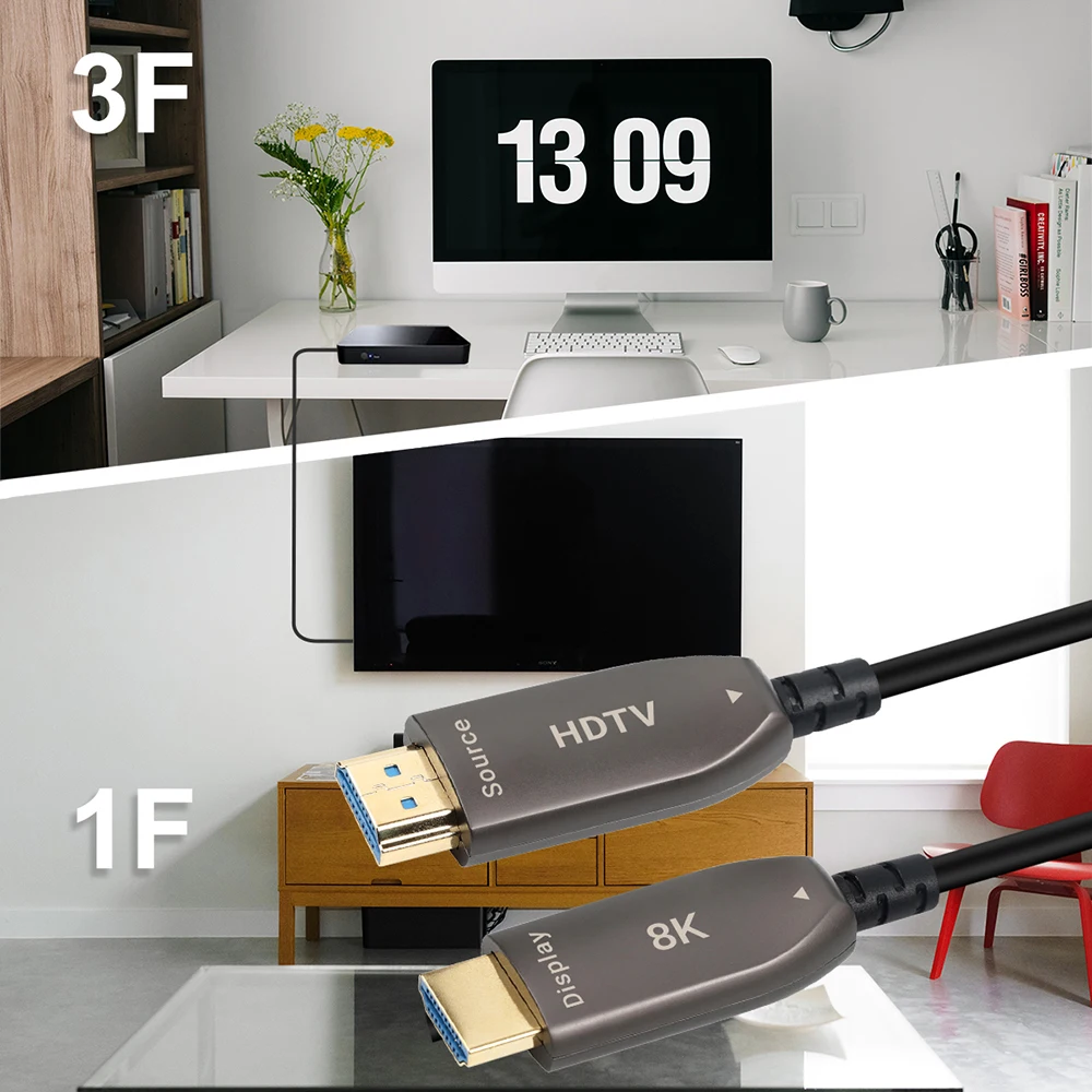 Оптовая Продажа с фабрики UNIEAN HD 10 м 50 100 длиной AOC 2 1 HDMI видео кабель 4K8K Hdmi волоконно-оптический для телевизора к игровым мониторам