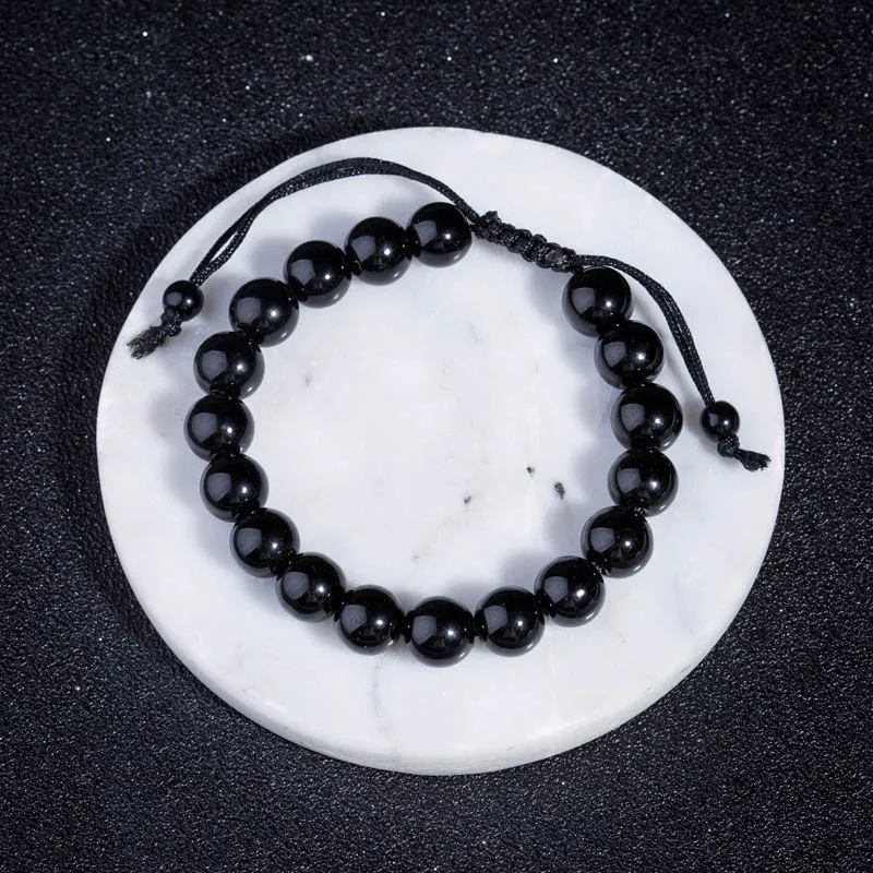 Hot Sale Healing Natural Agate Stone Crystal Chakra Black Onyx Obsidian Bead Bracelets For Men Women