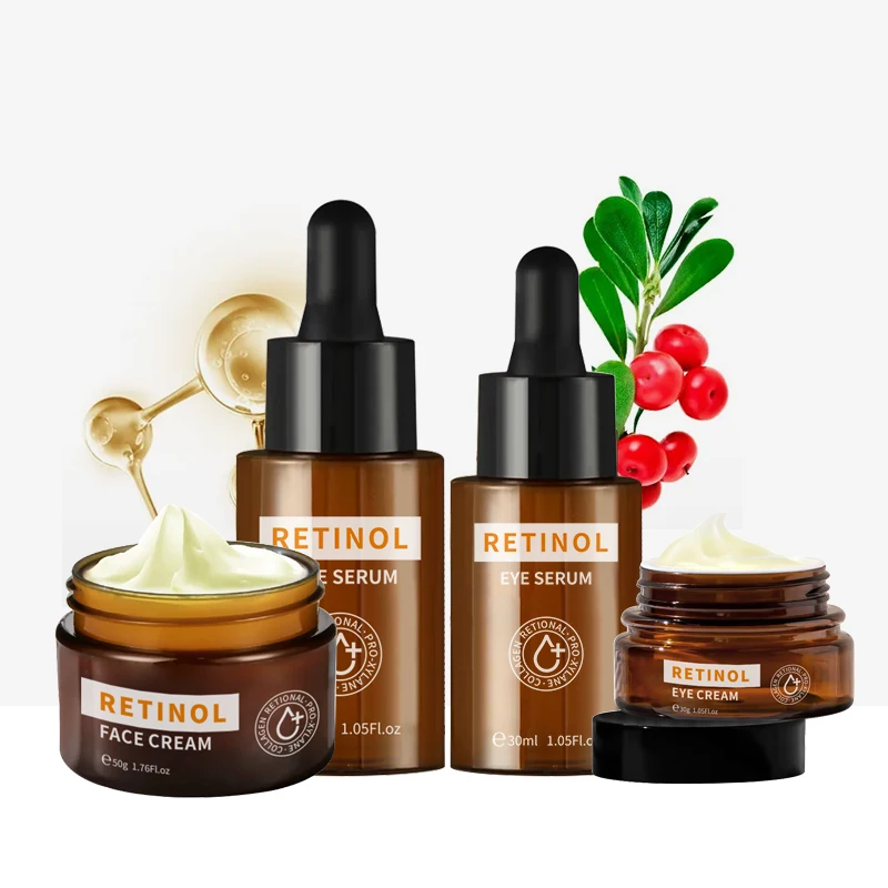 Anti aging wrinkle hyaluronic acid skincare kit mens moisturizer retinol natural organic brightening skin care set