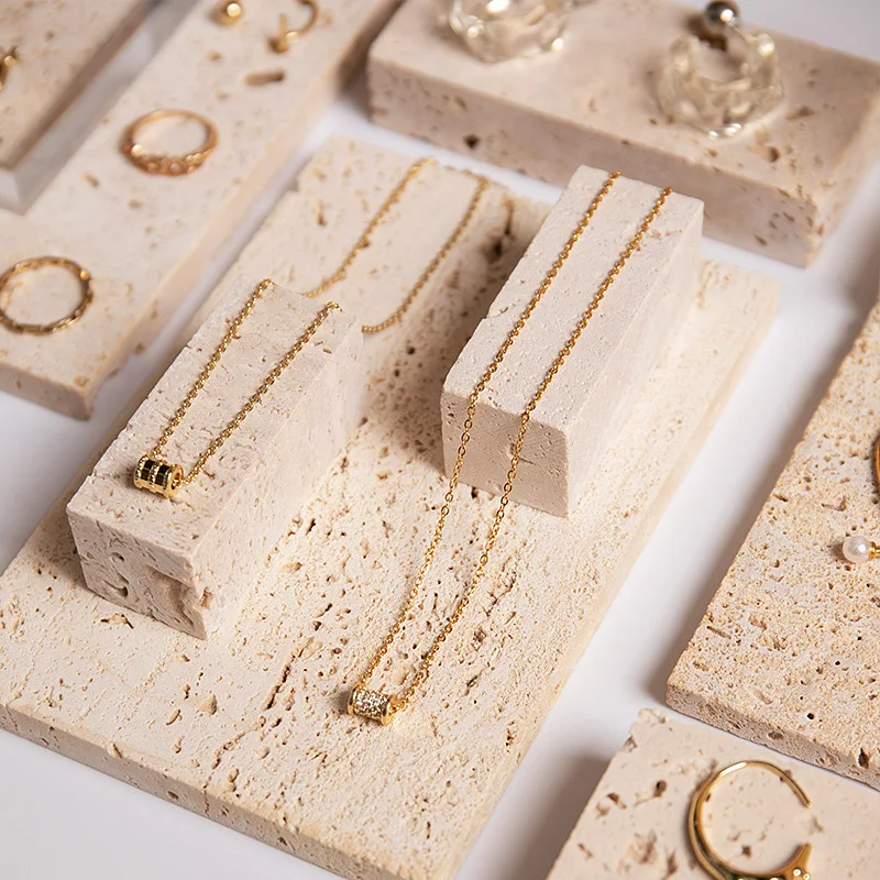 Natural marble jewelry decoration ornaments cube earrings necklace ring display stand earring set display