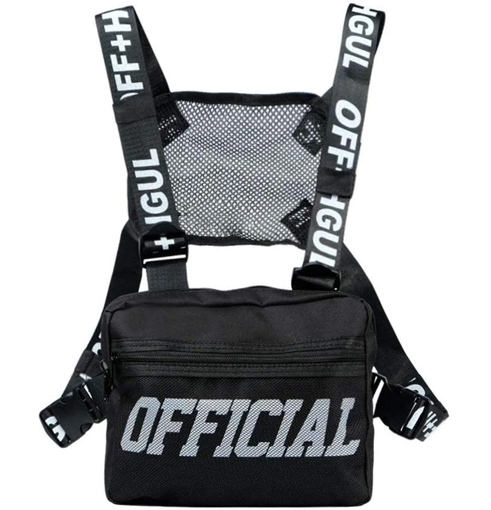 Black Tactical Chest Rig Walkie Talkie Backpack Radio Vest Harness