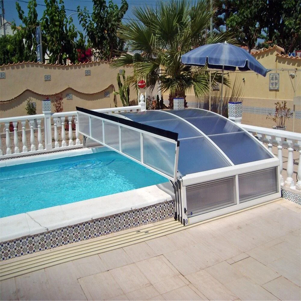 High Quality Cheap PC Aluminium Retractable Telescopic Automatic Swimming Pool Roof Enclosure