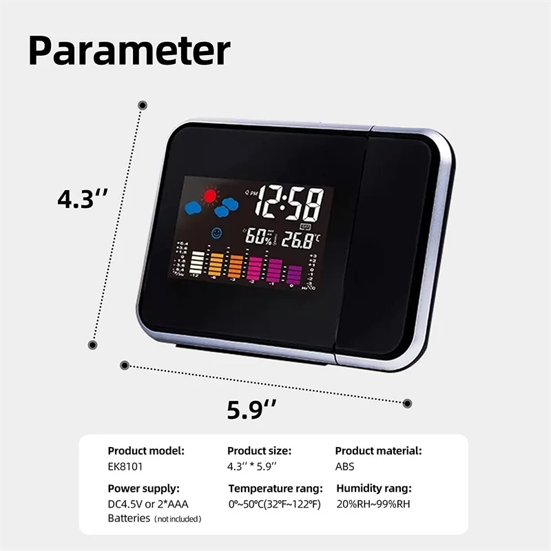 Smart Electronic Led Weather Forecast Digital Projection Alarm Clock