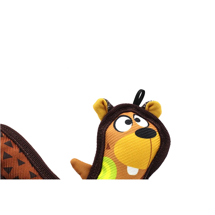 
plush dog toy factory Toy With Squeaker Printed Tough Beaver 