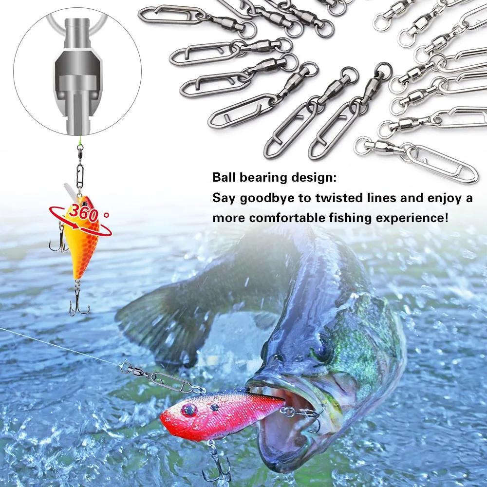 Fishing Snap Swivels 0#-5# Black/Silver Stainless Steel Catfish Swivels Connector fishing snap Swivel