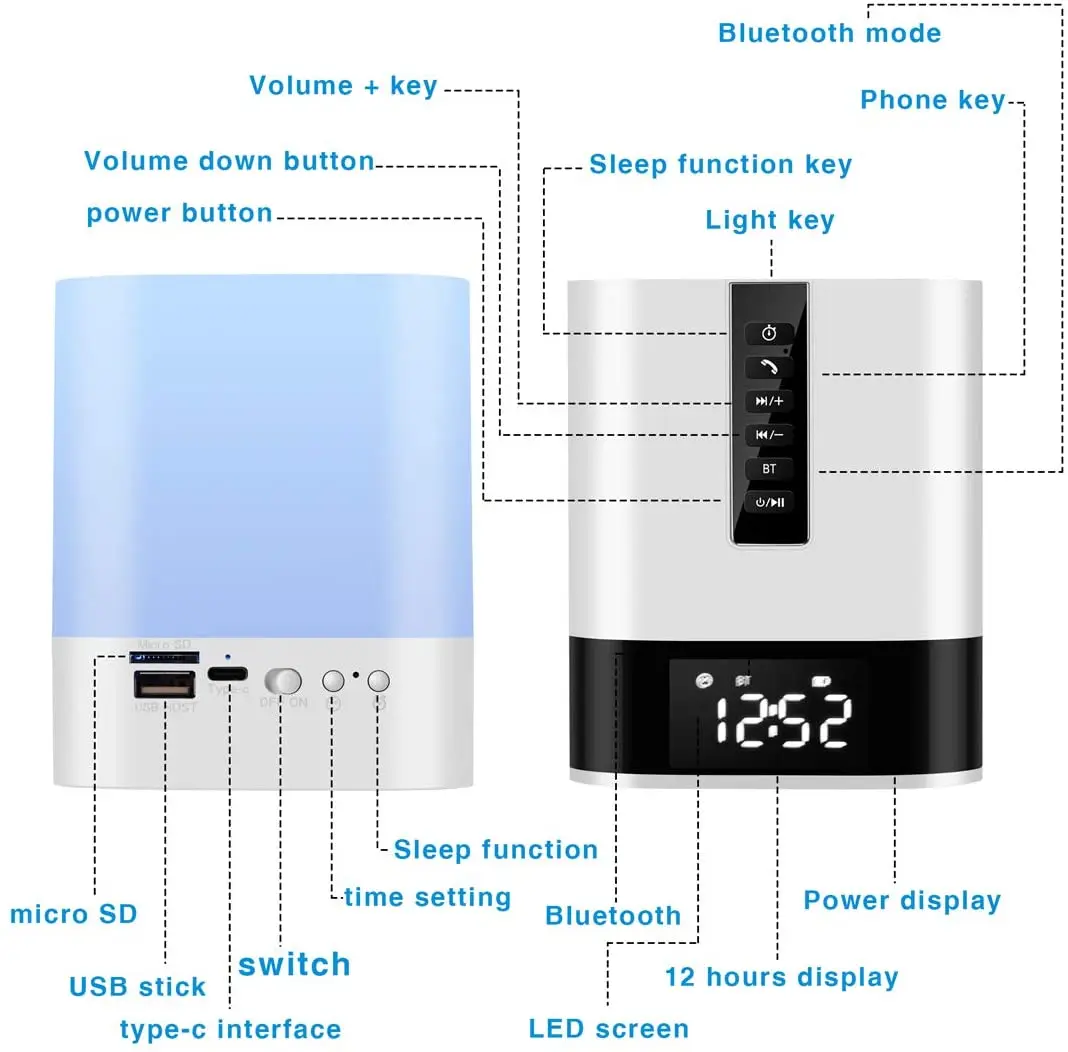 MUSKY DY28S 2020 Newest Factory Price Portable Mini Led Light Smart Wireless Blue tooth Speakers With Remote Control