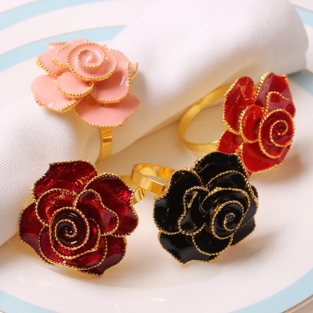 Flowers new Hot selling china made leaf christmas napkin ring for weddings