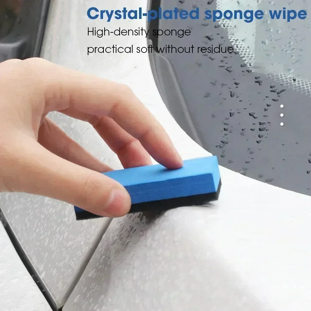 Car Ceramic Coating Sponge Applicator Glass Nano Wax Coat Sponges Blue Square Sponge and Cloth Car Cleaning Brush