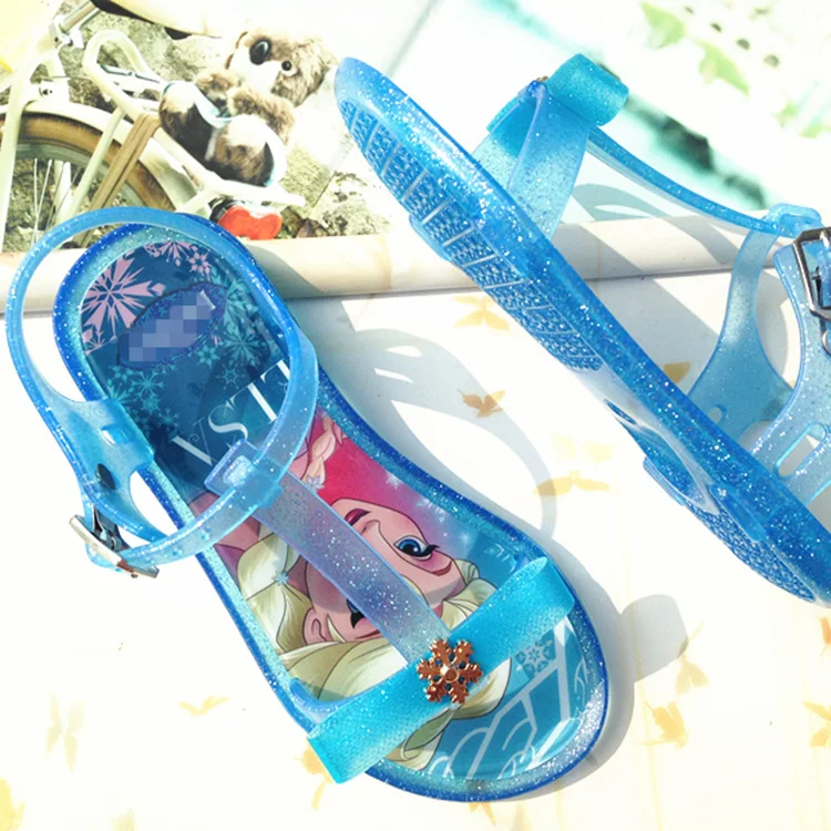 Детские сандалии-желе с бантом и кристаллами, обувь для девочек «Холодное сердце», сандалии-желе для девочек-подростков, пластиковая обувь для девочек