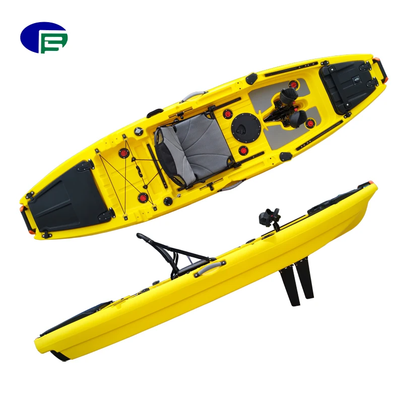 Newly 10ft tandem sea angler sit on top fishing kayak rowing boat with foot pedal