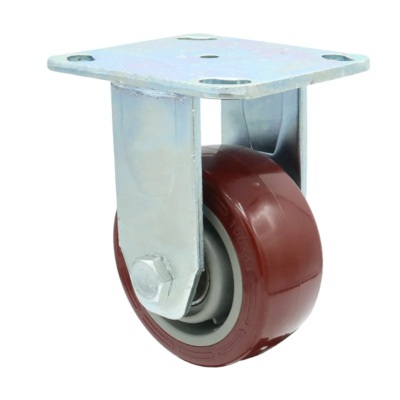 Hight quality 4 inch 450kg industrial esd fixed pu heavy duty caster wheels 4 inch x 2 inch