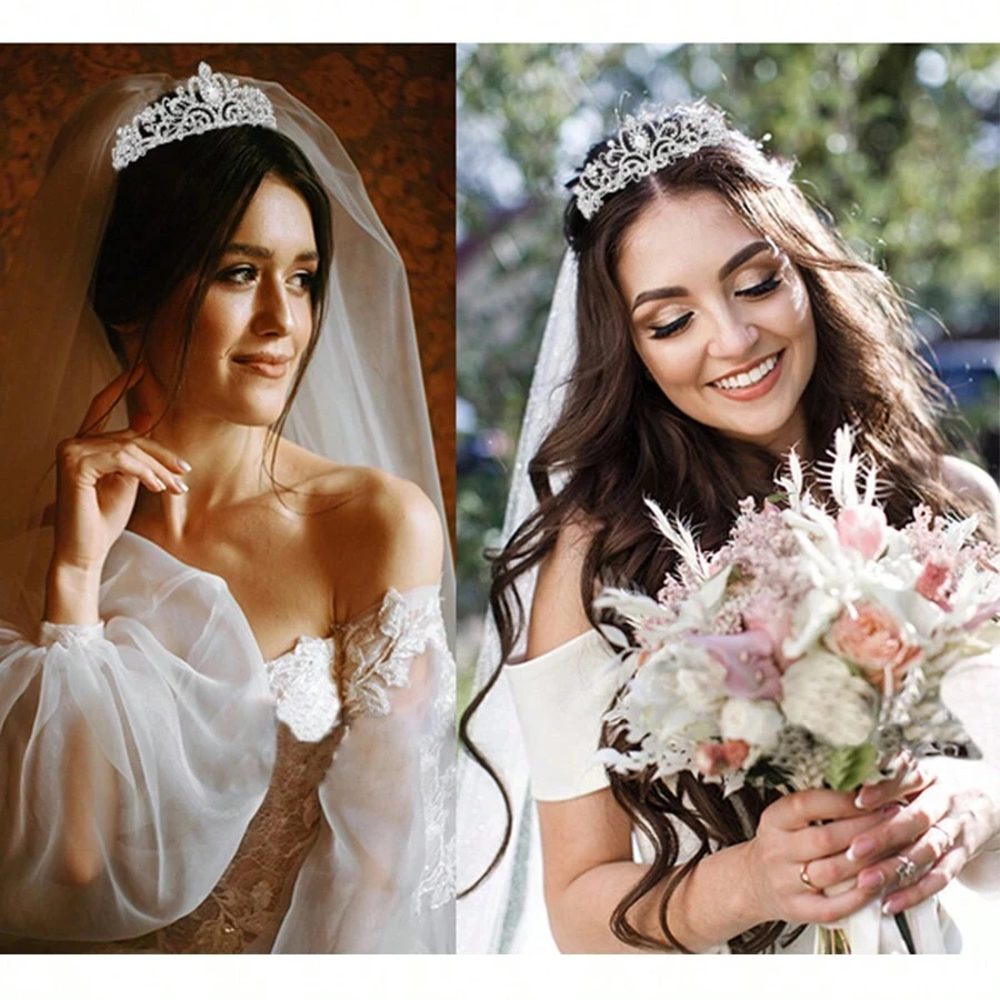 2pcs/Set Lace Bridal Veil Wedding Veils and Headpieces for Women White Brides Tiaras Crown Halloween