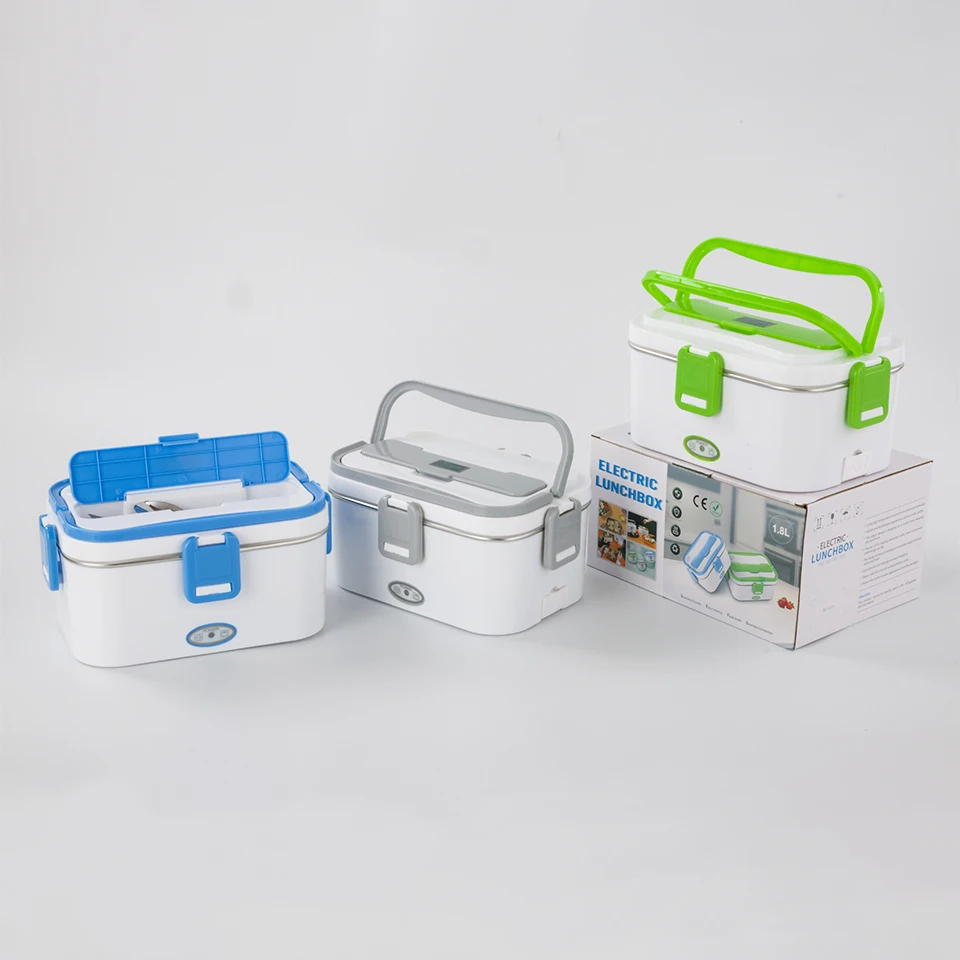 110V/220V/12V/24V Food Warmer Stainless Steel Container Electric Lunch Box With 2 Compartments Inner for Car Truck