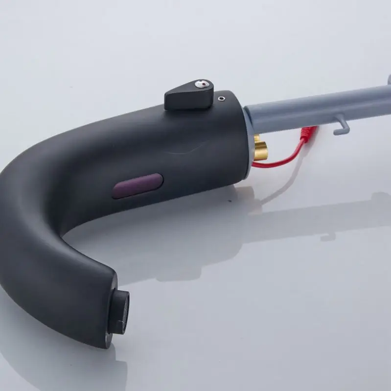 
Fashion long body long neck brass core single handle plastic aerator basin faucet 