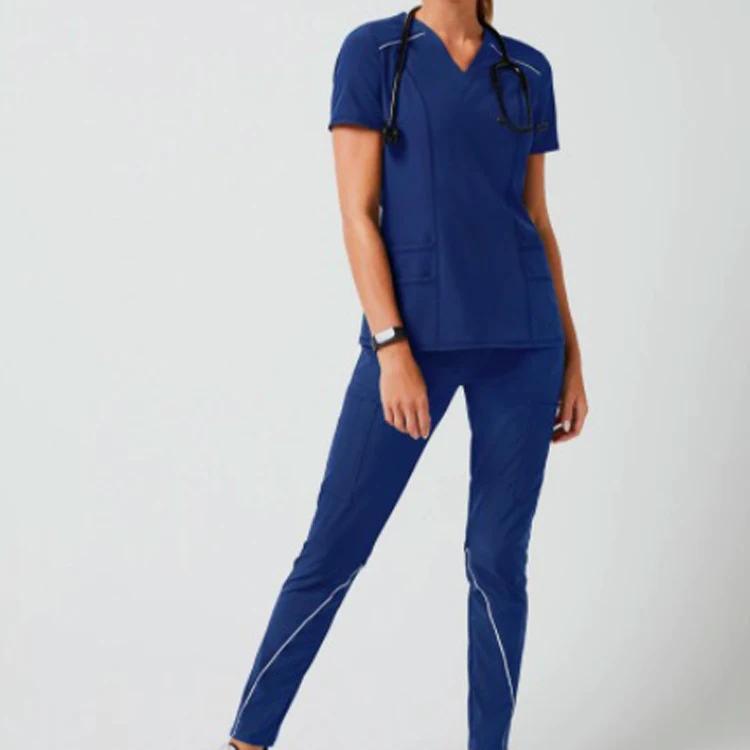 Uniformes Medicos Medical Scrub Navy Short Sleeve Scrub Sets Jogger Scrub Pants And Tops