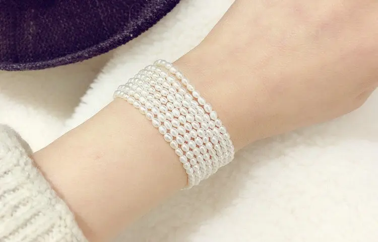 Factory selling natural Multi-row design bracelet with freshwater pearl