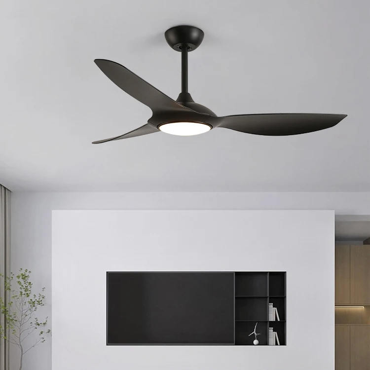 52 Inch Ultra Thin ABS Blade 6 Files Wind Speed Adjustable Remote Control Led Ceiling Fan With Light