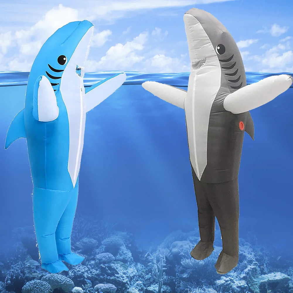 Cheap Hot selling Adult Children Funny Shark Clothes Cosplay  Halloween Inflatable Suit