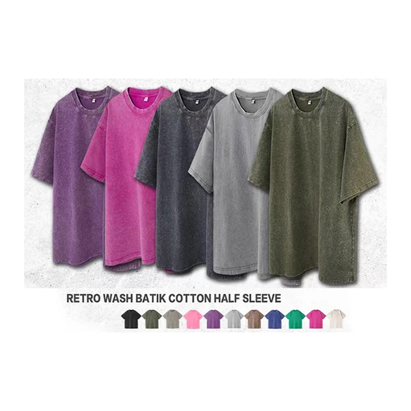 180gsm 230gsm 260gsm 280gsm Custom Logo Vintage T Shirt Washed Black T-shirts Black Oversized Acid Washed T Shirt