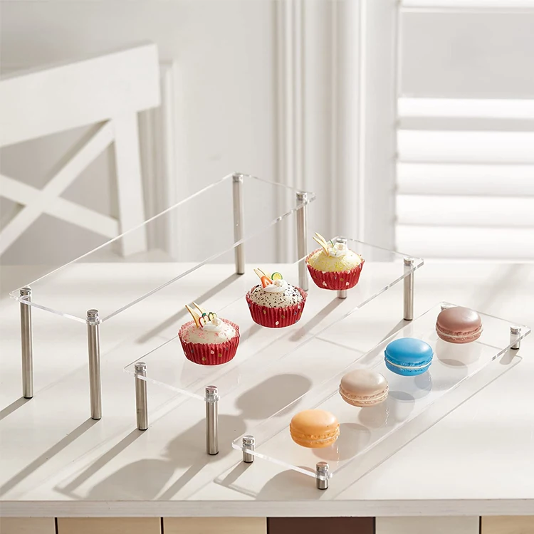 Custom Food Buffet Risers Clear Acrylic Figure Display Stands Counter Acrylic Cupcake Desserts Riser