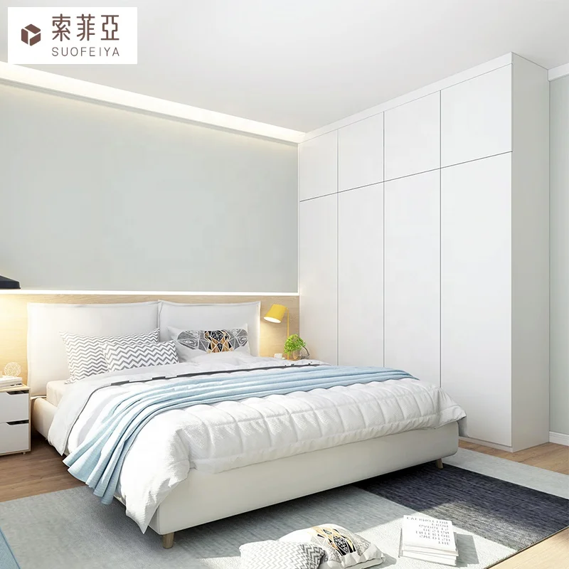 SUOFEIYA Custom Australia Project White Wooden Closet Cabinet Wardrobe Swing Hinged Door Garderobe