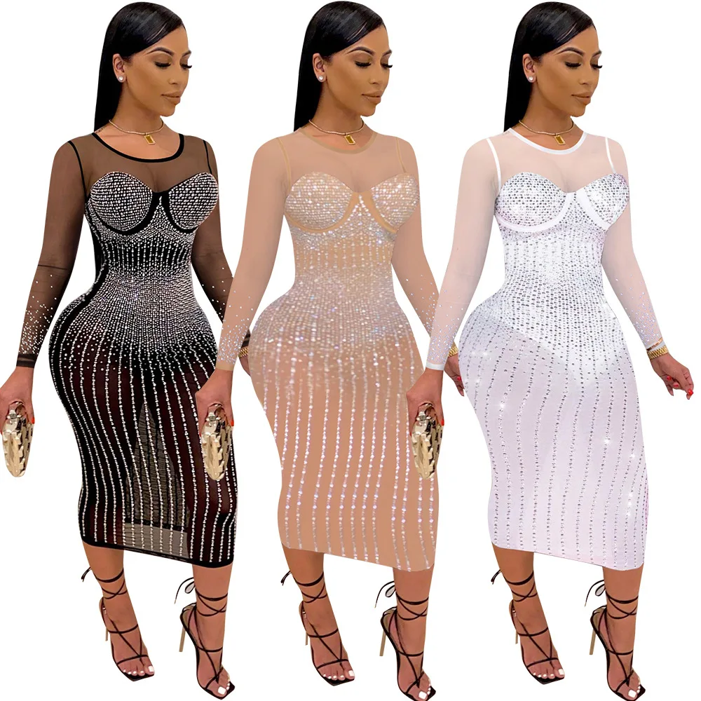 Plus size women suspender skirt 5XL ironed drill little black dress women, see-through women slip party sexy bling bling dress