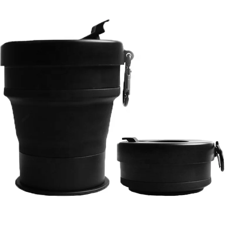 Eco friendly Collapsible Reusable Silicone Coffee Cup Logo With Outdoor Travel Foldable Collapsible Water Cup