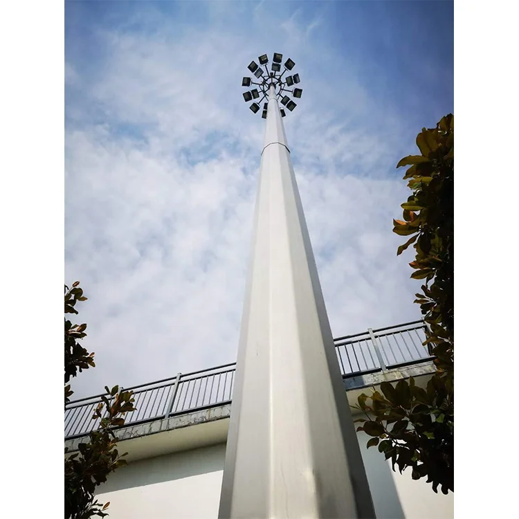 Q235 15m to 18m high mast steel street light pole 25m galvanized high mast flood lighting poles for South Africa
