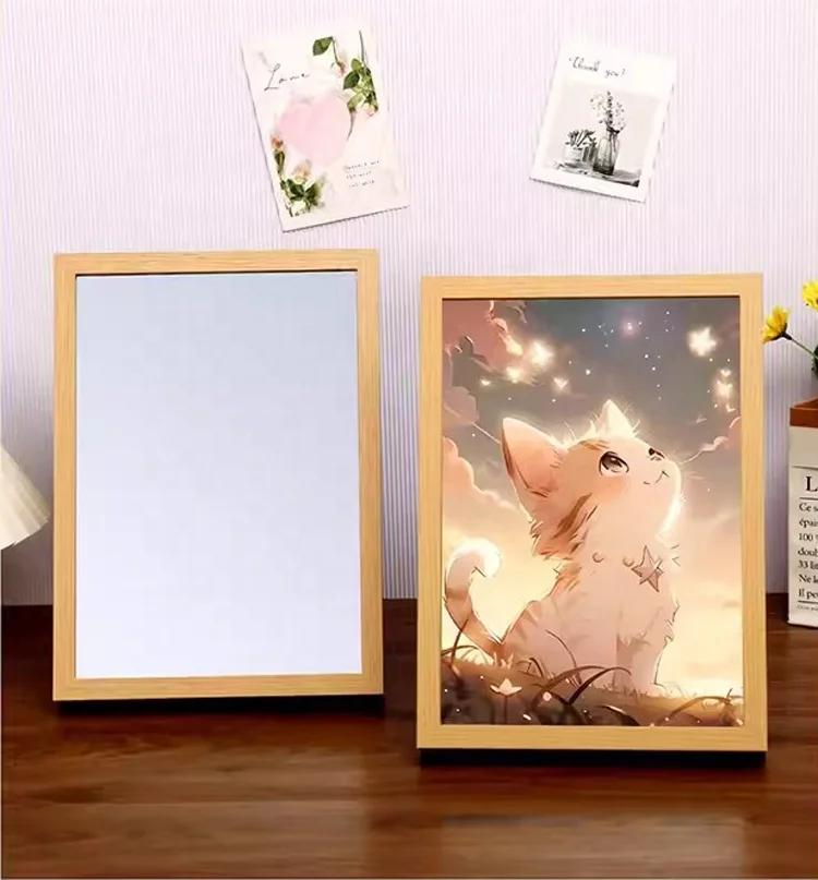 2024 New Arrivals Customized Led Art Picture Light Painting Mirror Model 3 Lighting Luminous Light Up Painting