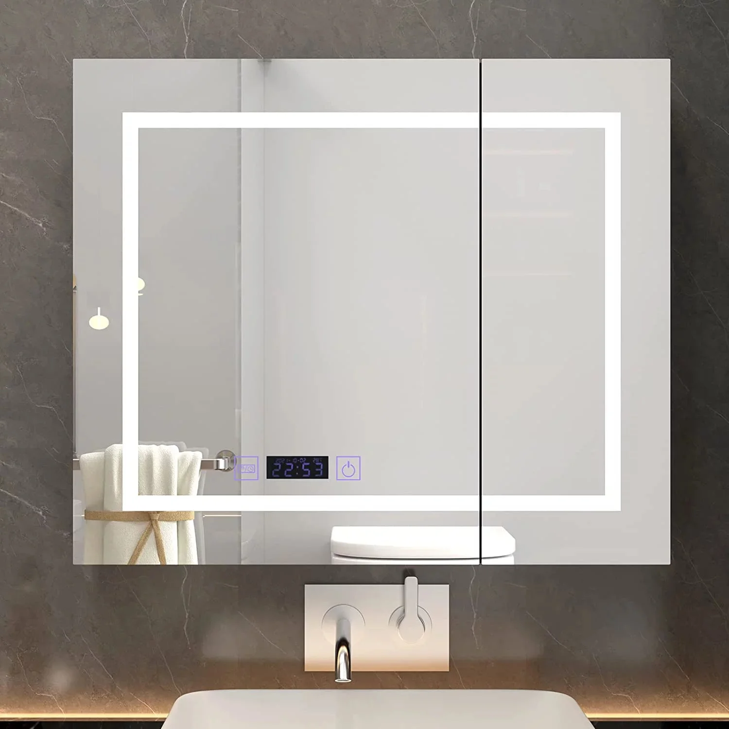 modern bathroom mirror led cabinet medicine smart wall mirror door with motion sensor switch  for bathroom