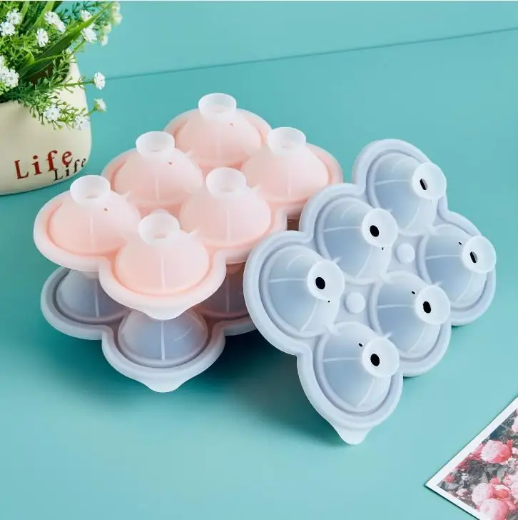 Non Stick Bpa Free 6 Cavities Silicone Ice Ball Mold with Lid