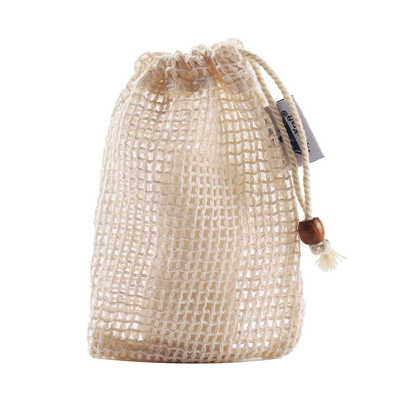 Eco-Friendly 100% Cotton Soap Mesh Bag With Drawstring Handle Soap Packaging Saver Pouch Net Bag For Shower